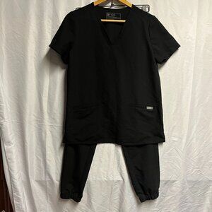 Figs Technical Collect Black  Small Scrub Set Joggers Pants Medical Nurse